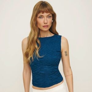 REFORMATION Dusk Knit Top - Blue / Navy - S